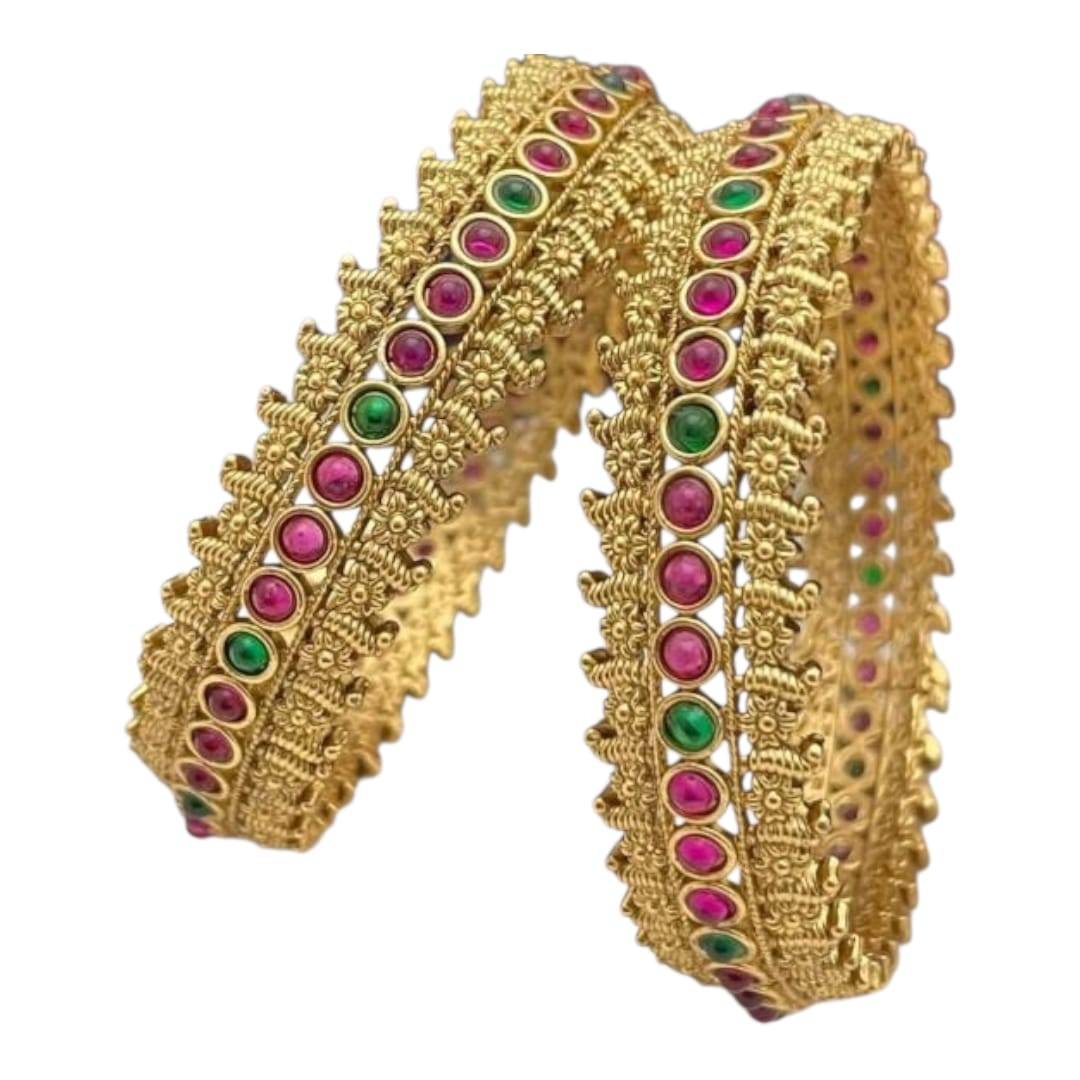 Stone bangles set of 2(size 2.4,2.6,2.8)